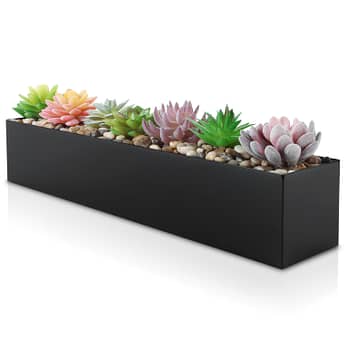 Black Stainless Steel Rectangular Planter – 16″