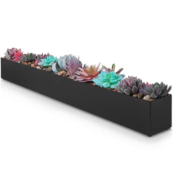 Black Stainless Steel Rectangular Planter – 32″