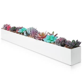 White Stainless Steel Rectangular Planter – 32″