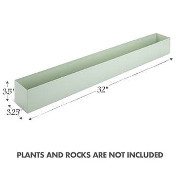 Sage Green Stainless Steel Rectangular Planter – 32″