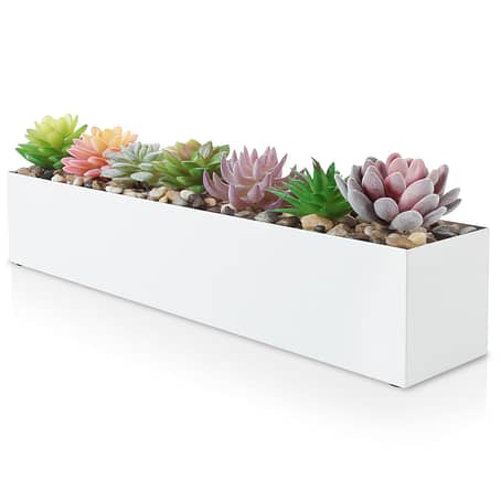 DR&Co White Stainless Steel Rectangular Planter